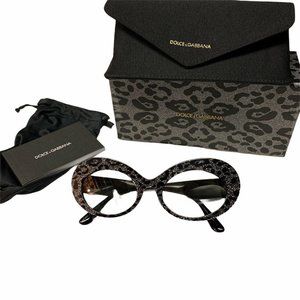 Dolce & Gabbana Oval Cat Eye Sunglasses Leopard